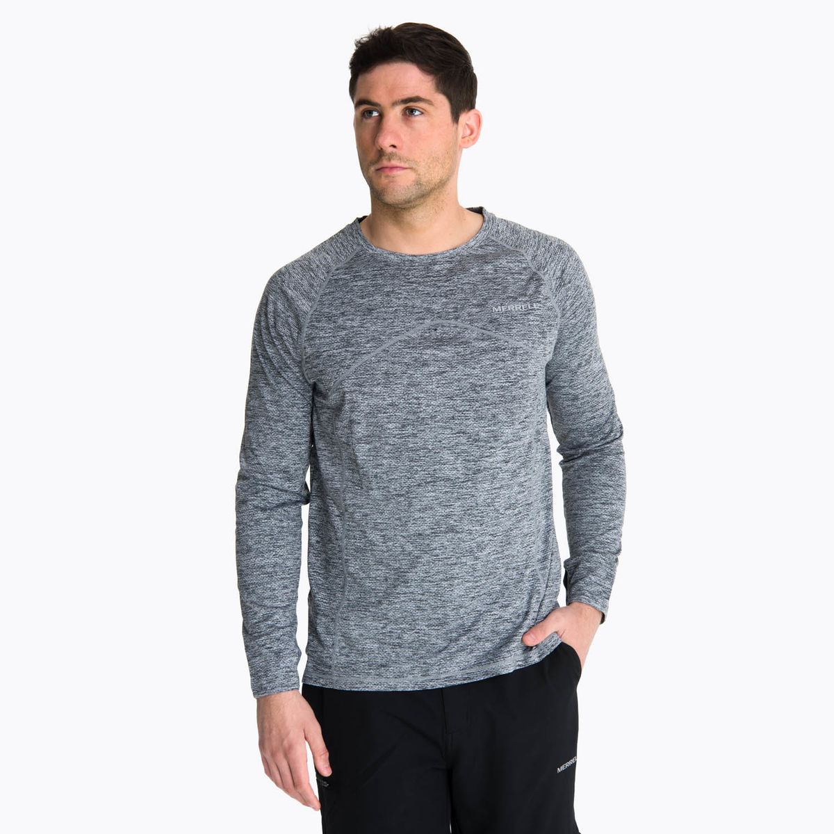 MERRELL - Polera Manga Larga Hombre Sport Gris Oscuro MERRELL