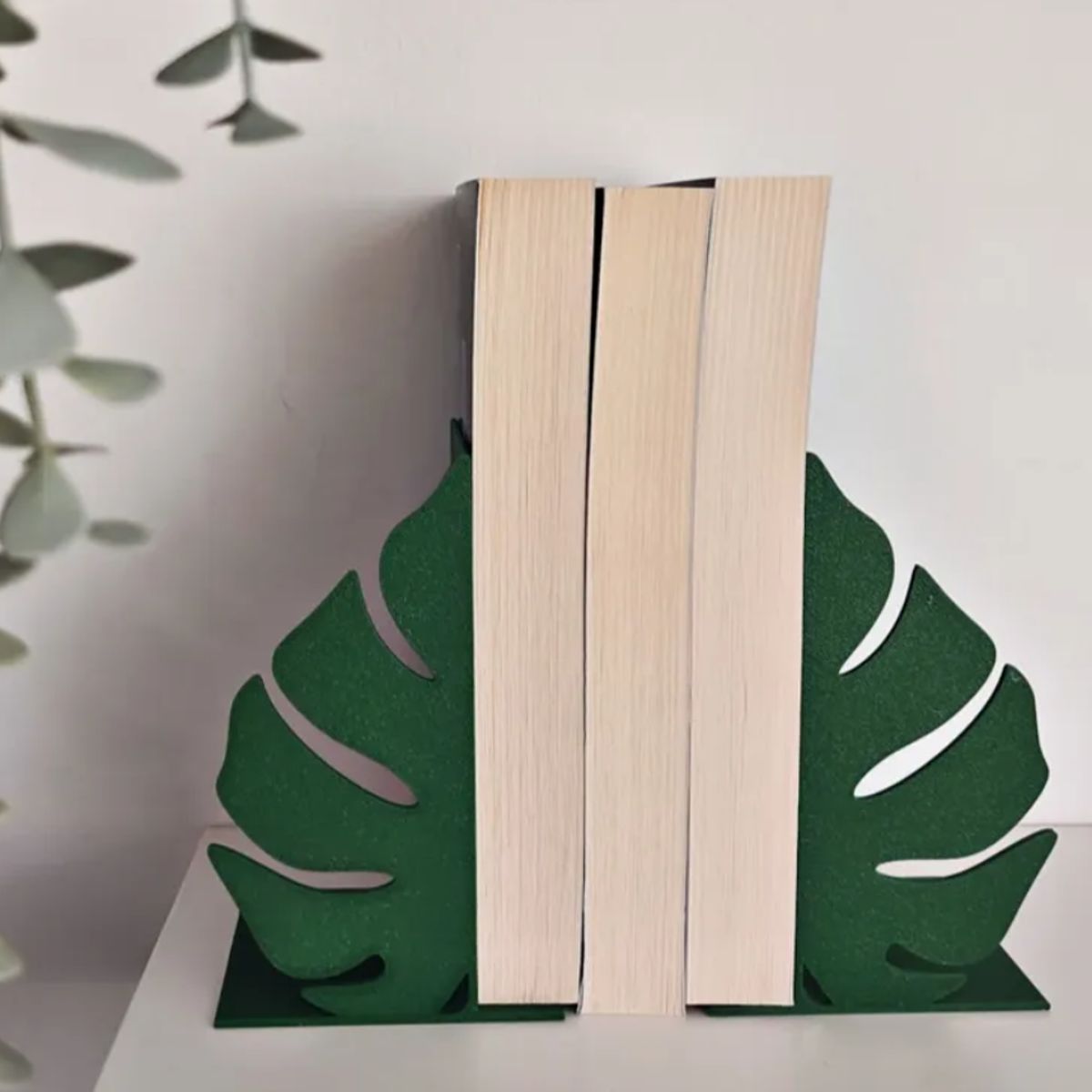 GENERICO - Decoración  Sujeta Libros - Hojas de Monstera