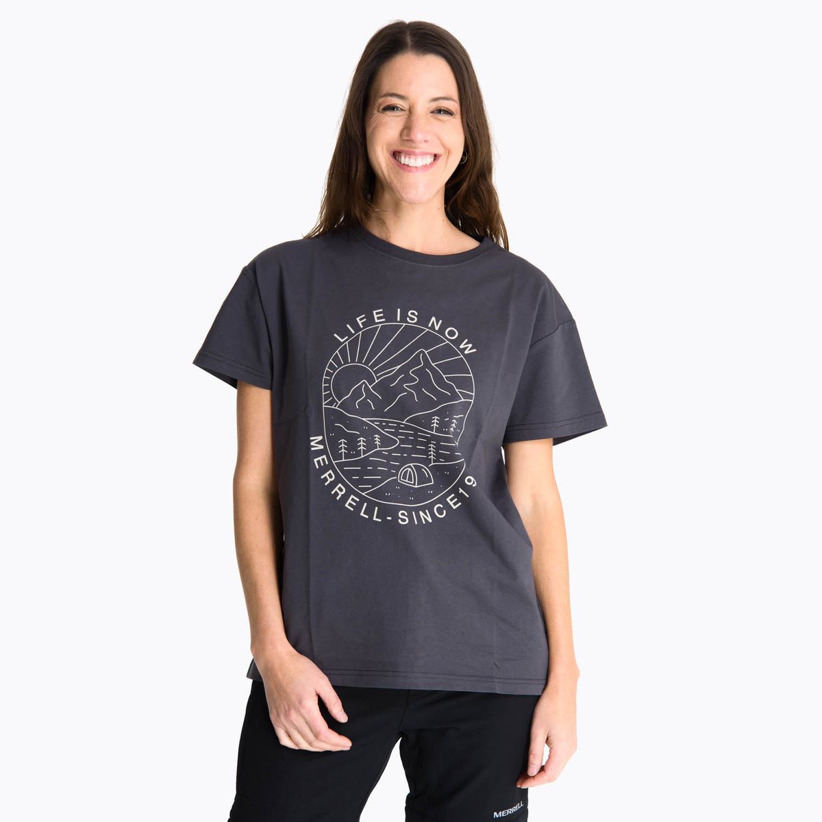 MERRELL - Polera Manga Corta Mujer Hata Gris Oscuro MERRELL