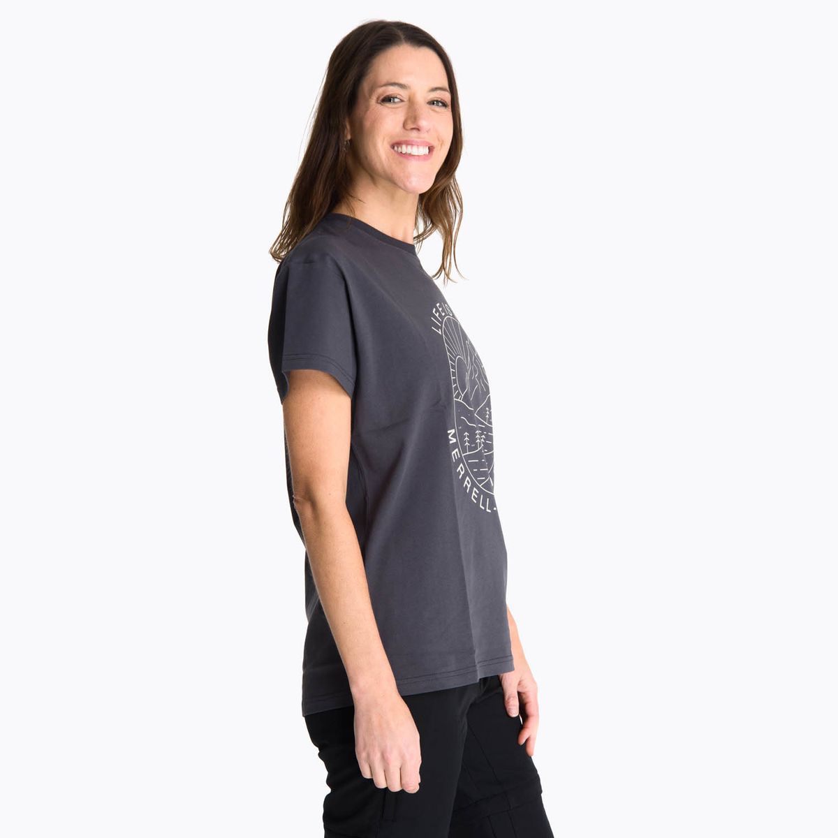 MERRELL - Polera Manga Corta Mujer Hata Gris Oscuro MERRELL