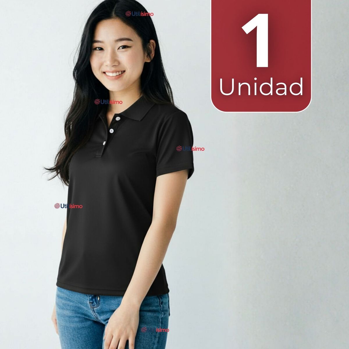 UTILISIMO - Polera Pique Premium 200gr Manga Corta 100% Algodón Chemise Mujer