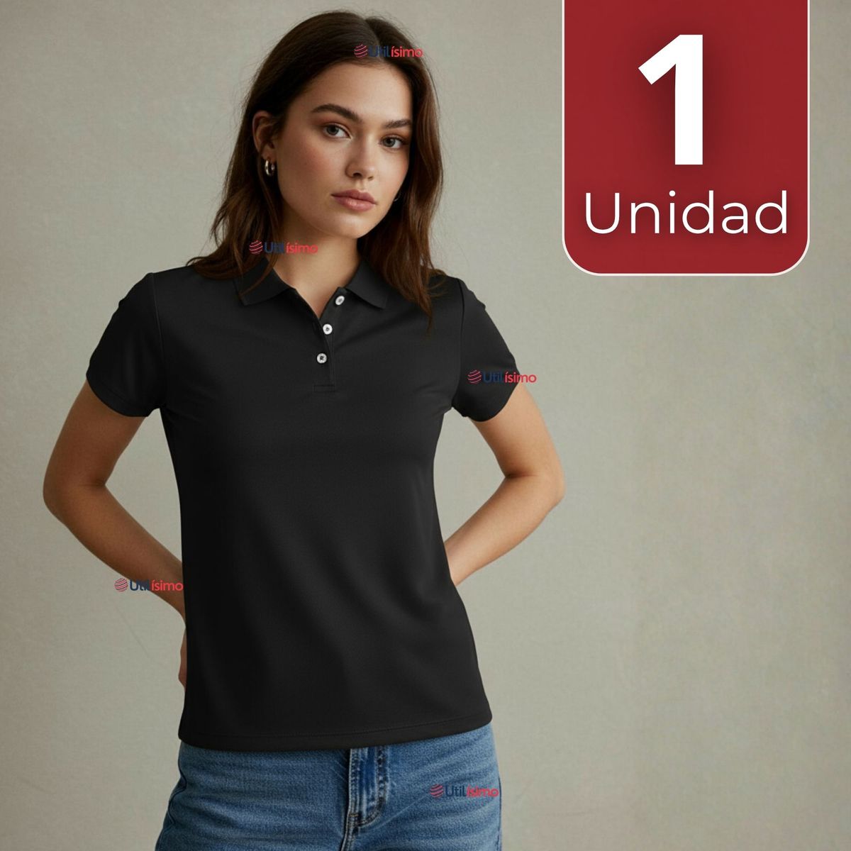 UTILISIMO - Polera Pique Premium 200gr Manga Corta 100% Algodón Chemise Mujer