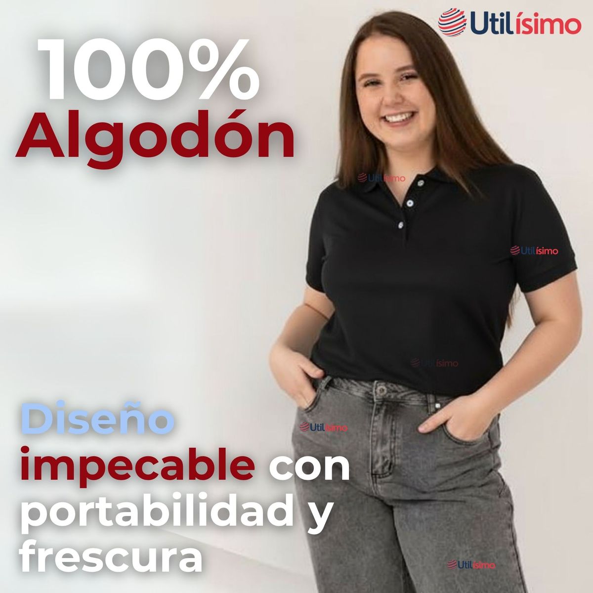 UTILISIMO - Polera Pique Premium 200gr Manga Corta 100% Algodón Chemise Mujer