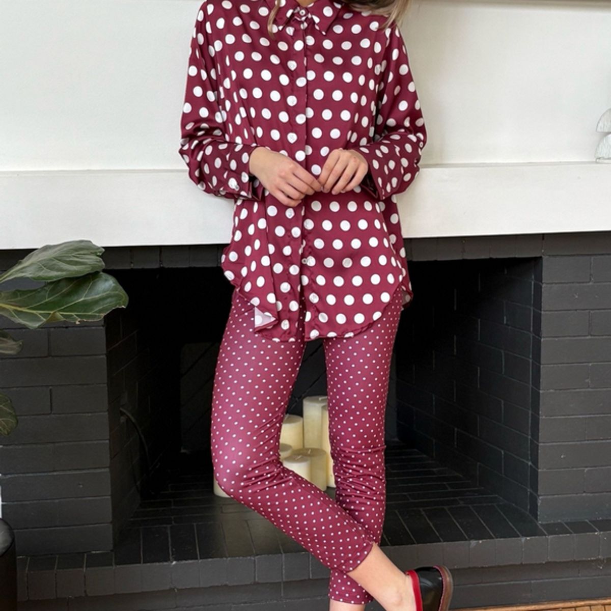 BLANCA SOFIA - Leggings 34 Circle Burgundy