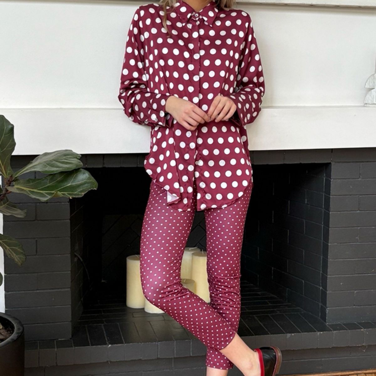 BLANCA SOFIA - Leggings 34 Circle Burgundy