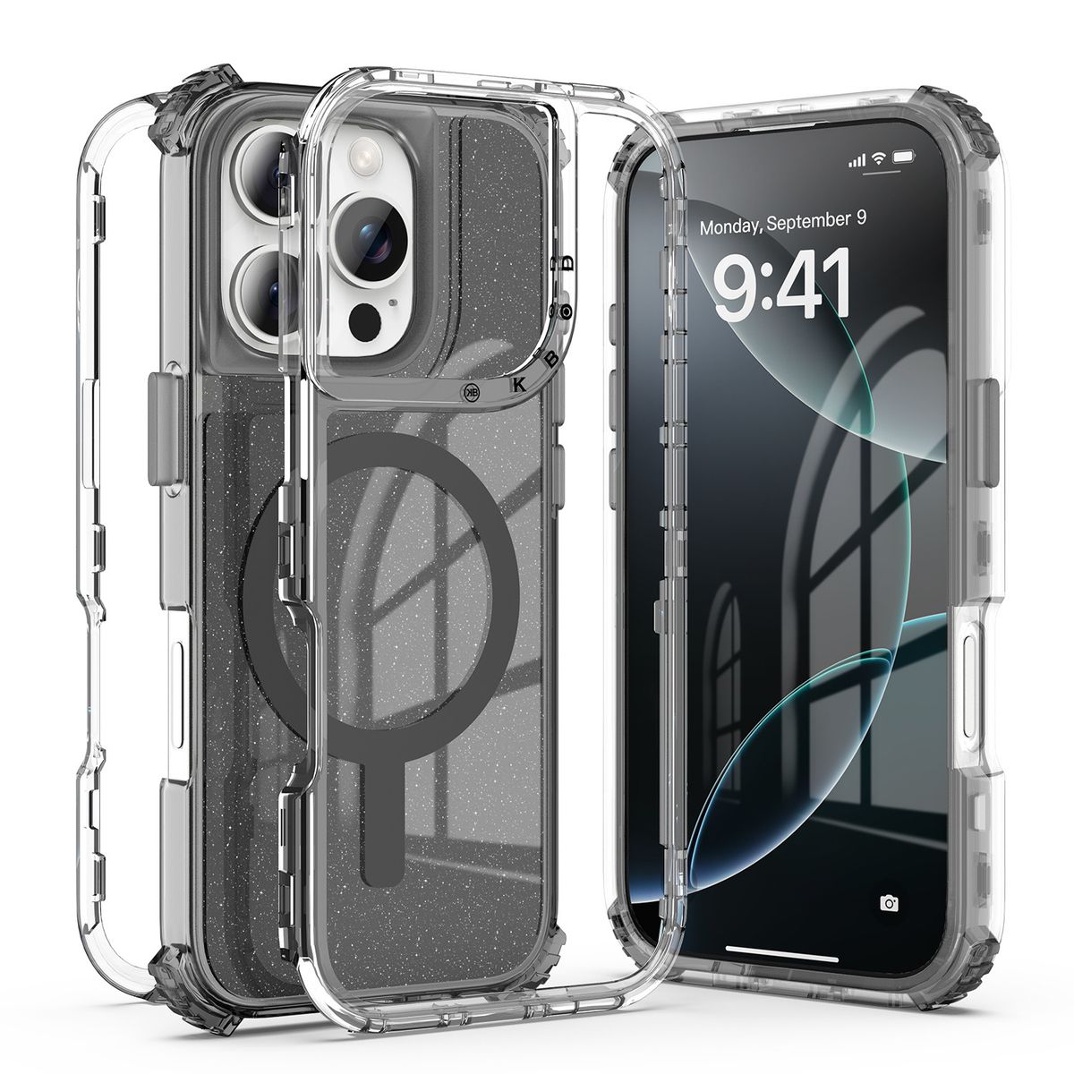 KBOD - Carcasa 360 Magnética De Brillo Kbod Urban Play Metallic Para iPhone 15 Pro Negro