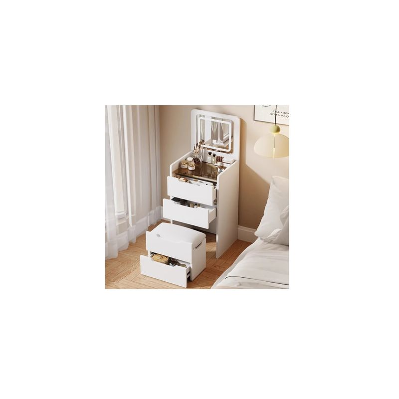 GENERICO - Tocador De Lujo Con Espejo Y Luz Incorporada Y Taburete