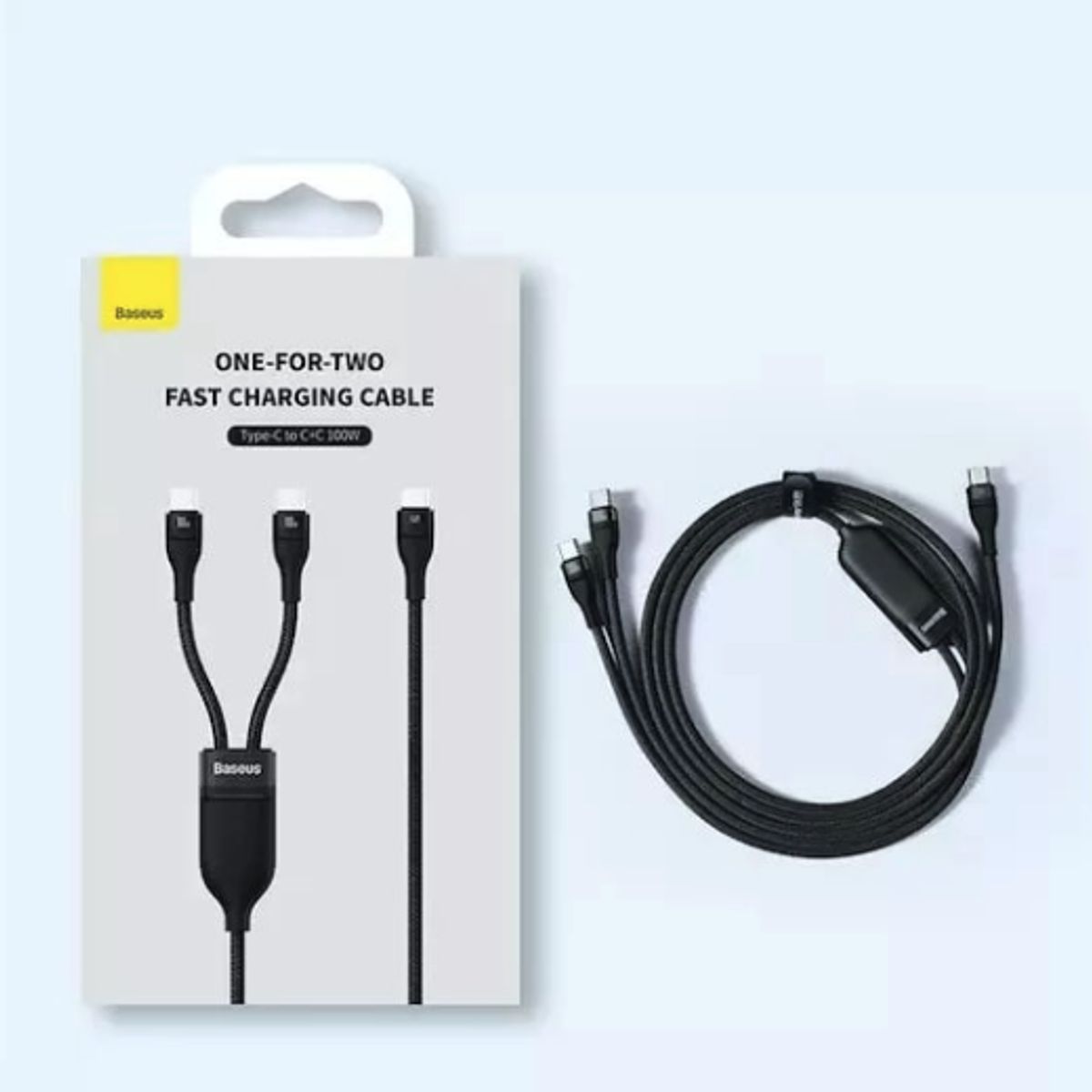 BASEUS - Cable USB-C 2 en 1 Carga Rápida 100W 20V Baseus - Negro