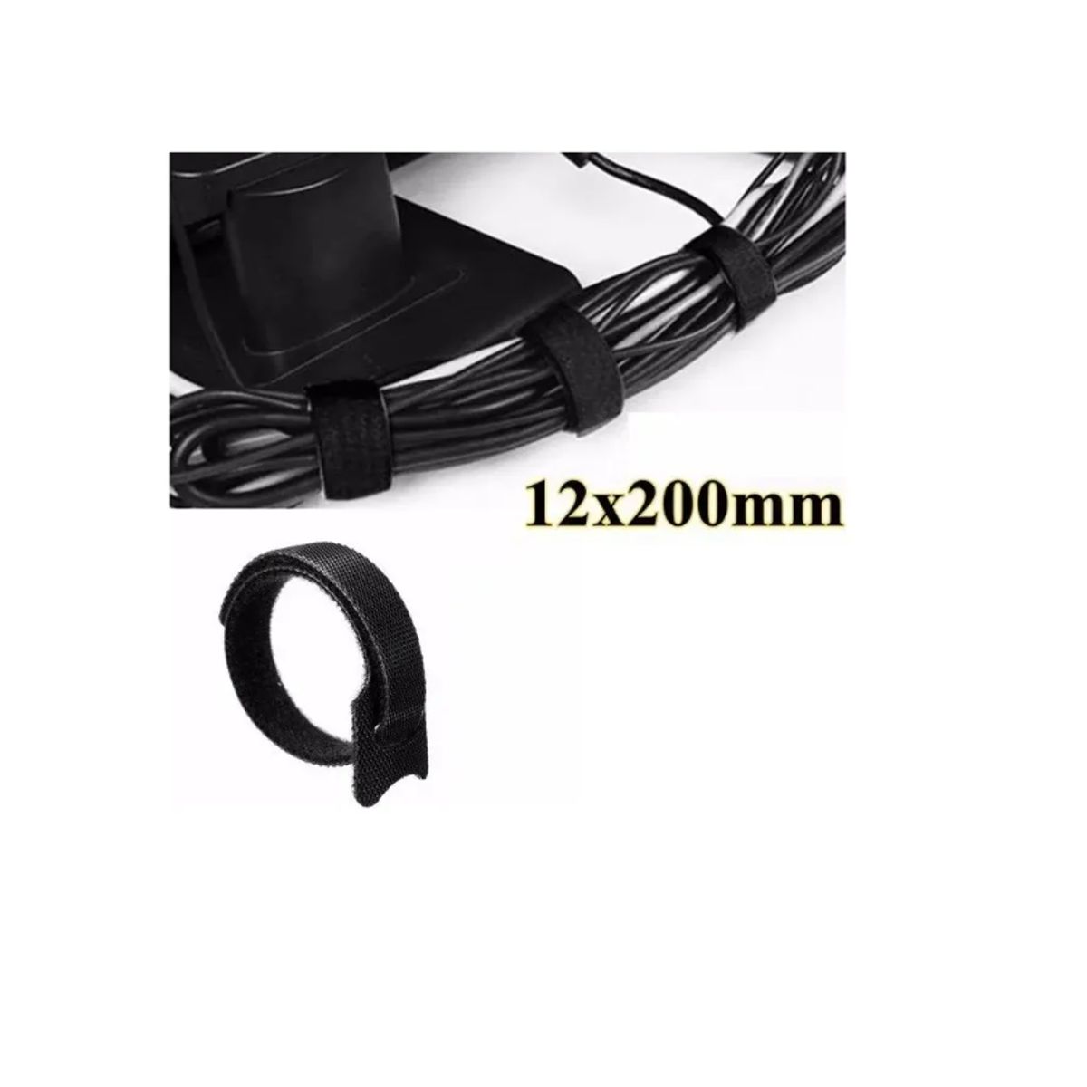 GENERICO - 10 Correa Organizador Agarra Cable Negro 12x200mm