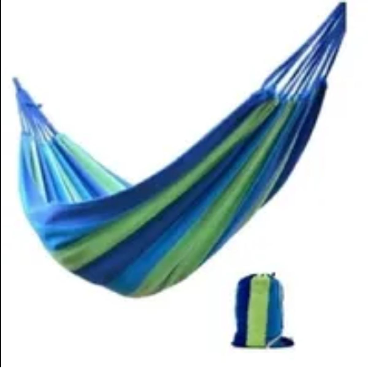 GENERICO - Hamaca Colgante 1 Plazas 100% Algodón Azul - Verde