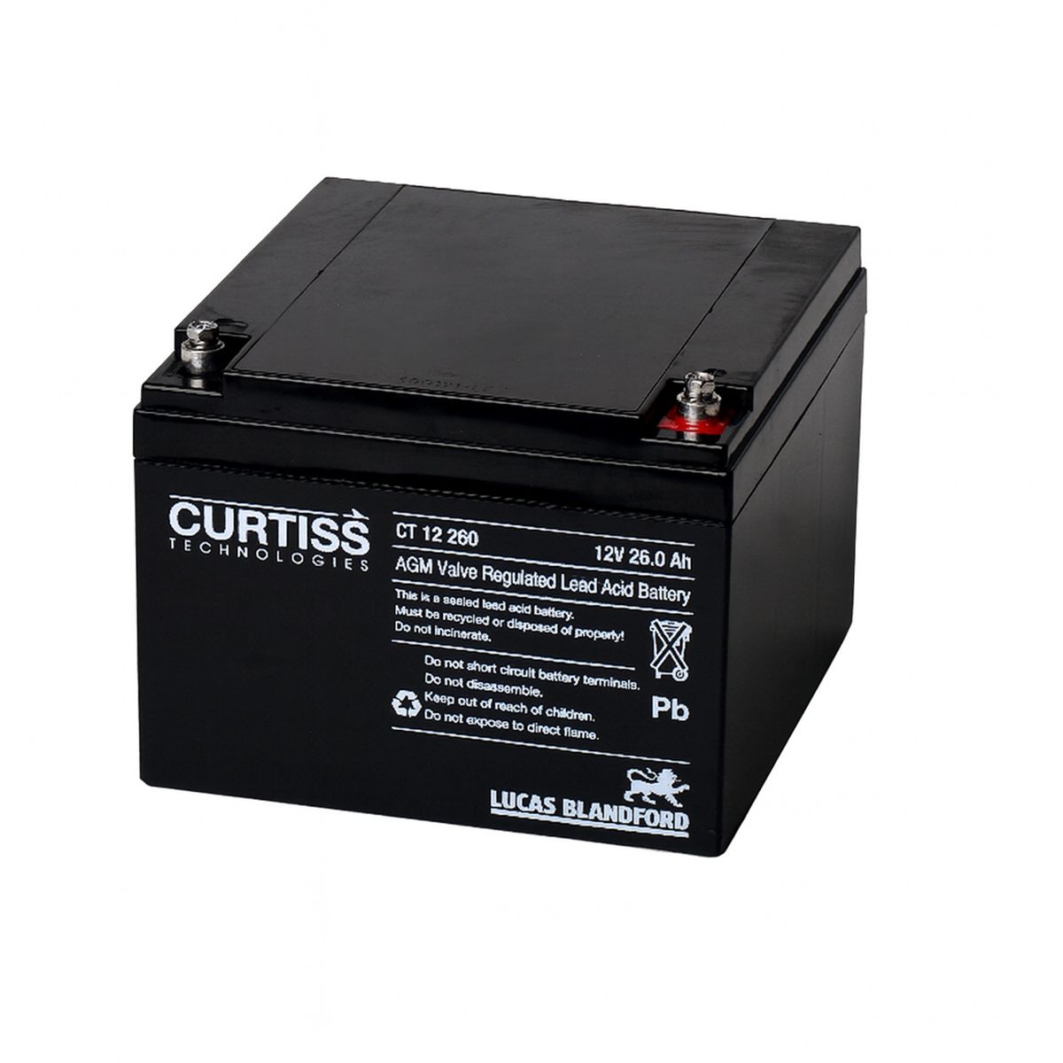 GENERICO - Batería Curtiss CT12260 12V 26A AGM ciclo profundo
