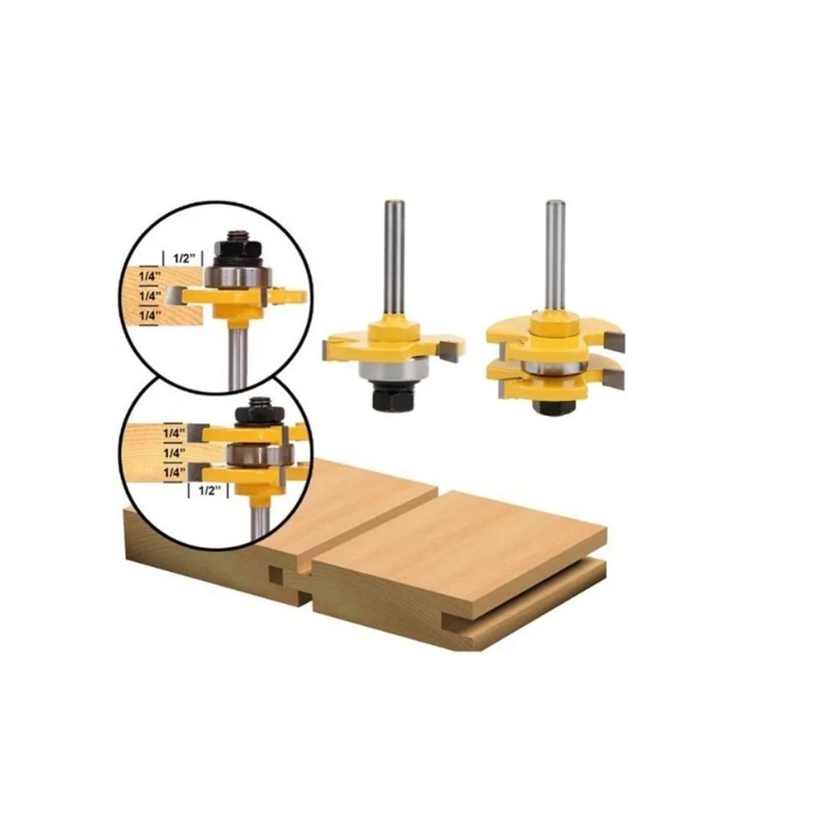 GENERICO - Set 2 Broca Fresa 3/4 1/4 Pulgadas Router Ensamble