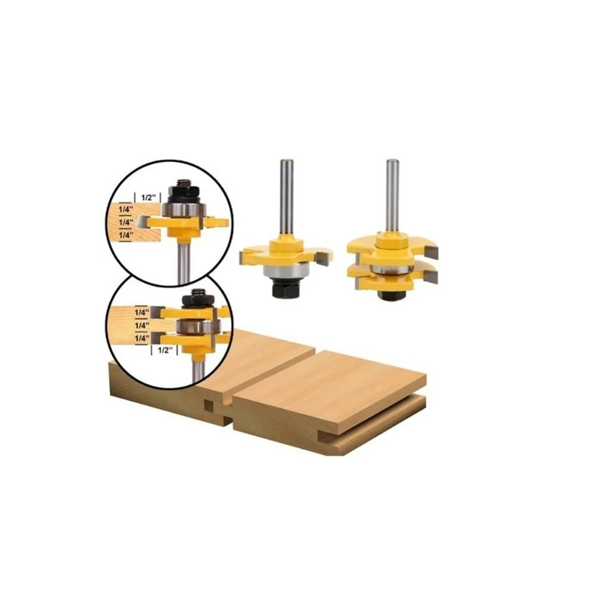 GENERICO - Set 2 Broca Fresa 3/4 1/4 Pulgadas Router Ensamble