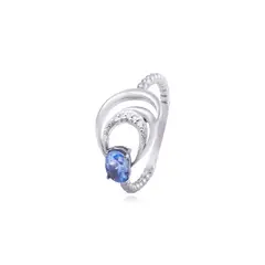 JB JOYAS BARON - Anillo Oro Blanco 18kt Diamantes 2,5Pts Brillante Aguamarina