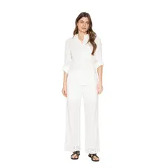JACINTA TIENDA - Pantalón Lino Ame blanco