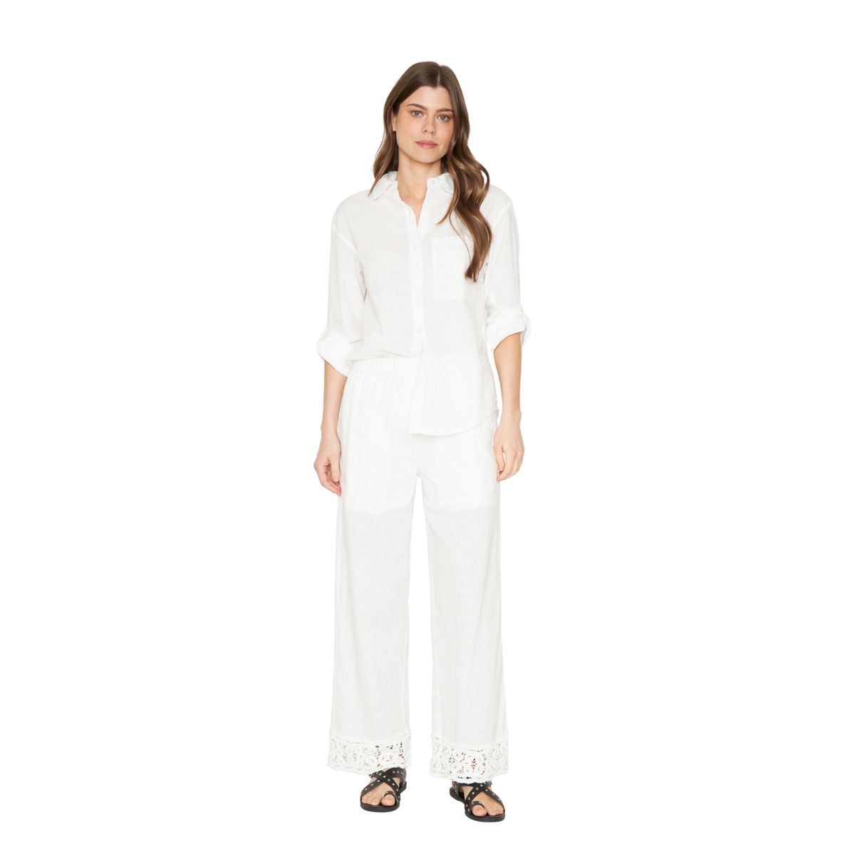 JACINTA TIENDA - Pantalón Lino Ame blanco Jacinta Tienda