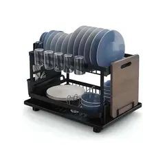 GENERICO - ORGANIZADOR ESCURRIDOR SECAPLATOS 2 PISOS CON BANDEJA