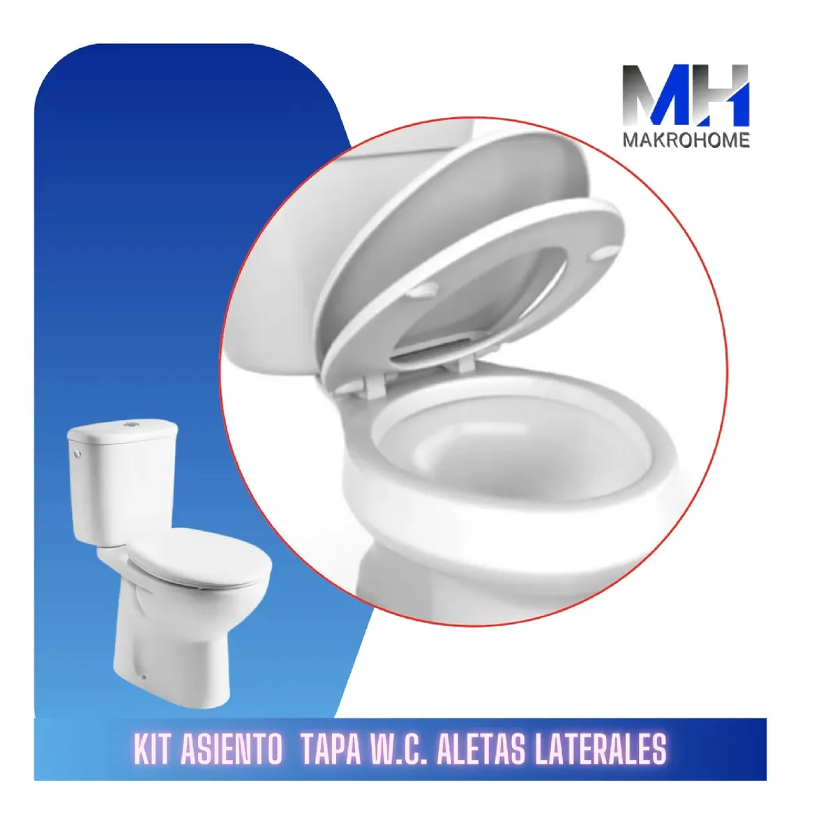 GENERICO - Kit Asiento Tapa Wc Aquakit Bisagra Redondas Plastico Blanco