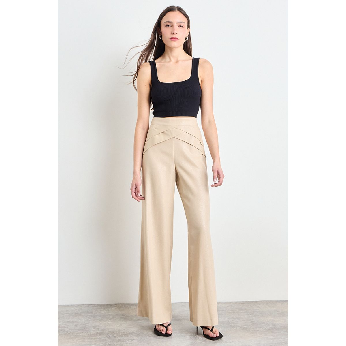 IO - Pantalon Liso Mujer Beige Io
