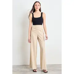 IO - Pantalon Liso Mujer Beige