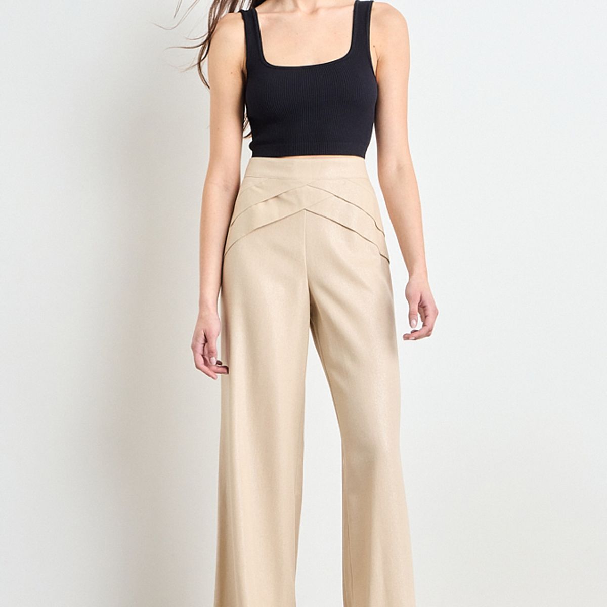 IO - Pantalon Liso Mujer Beige Io