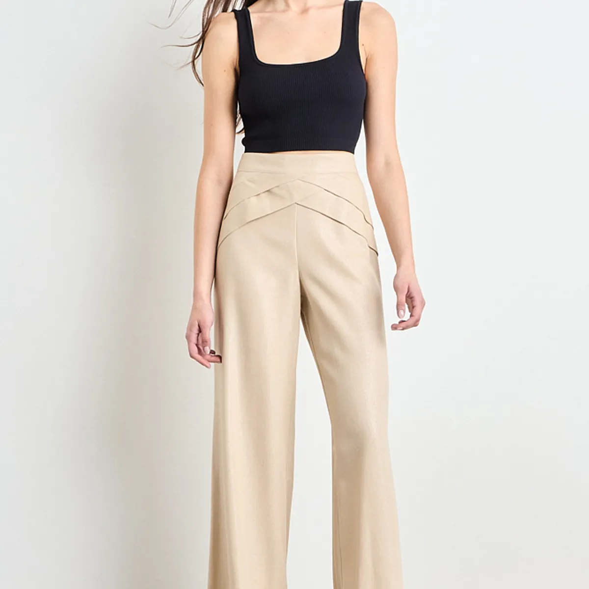 IO - Pantalon Liso Mujer Beige Io