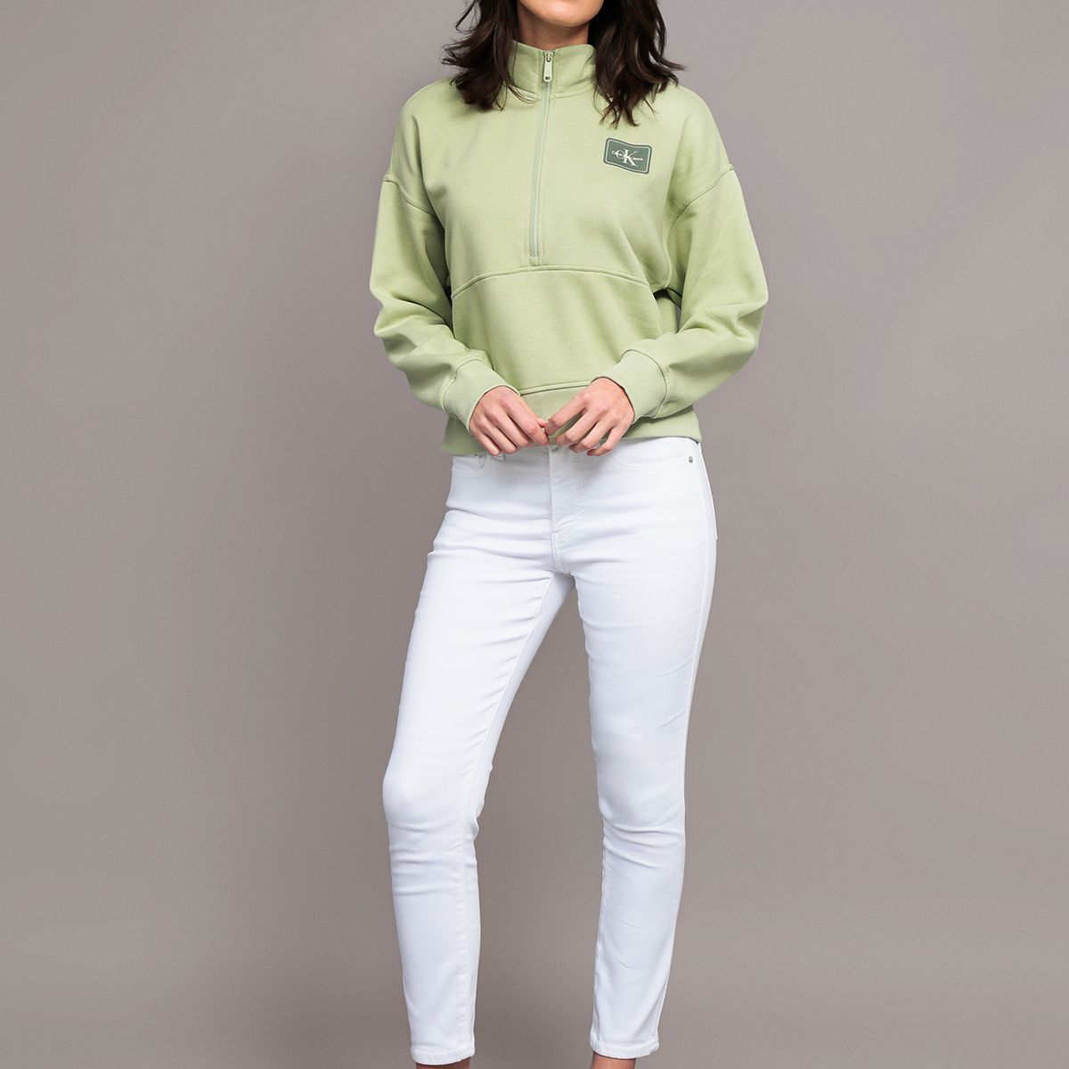 CALVIN KLEIN - Polerón Terry Fleece Logo Verde Calvin Klein