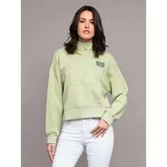 CALVIN KLEIN - Polerón Terry Fleece Logo Verde