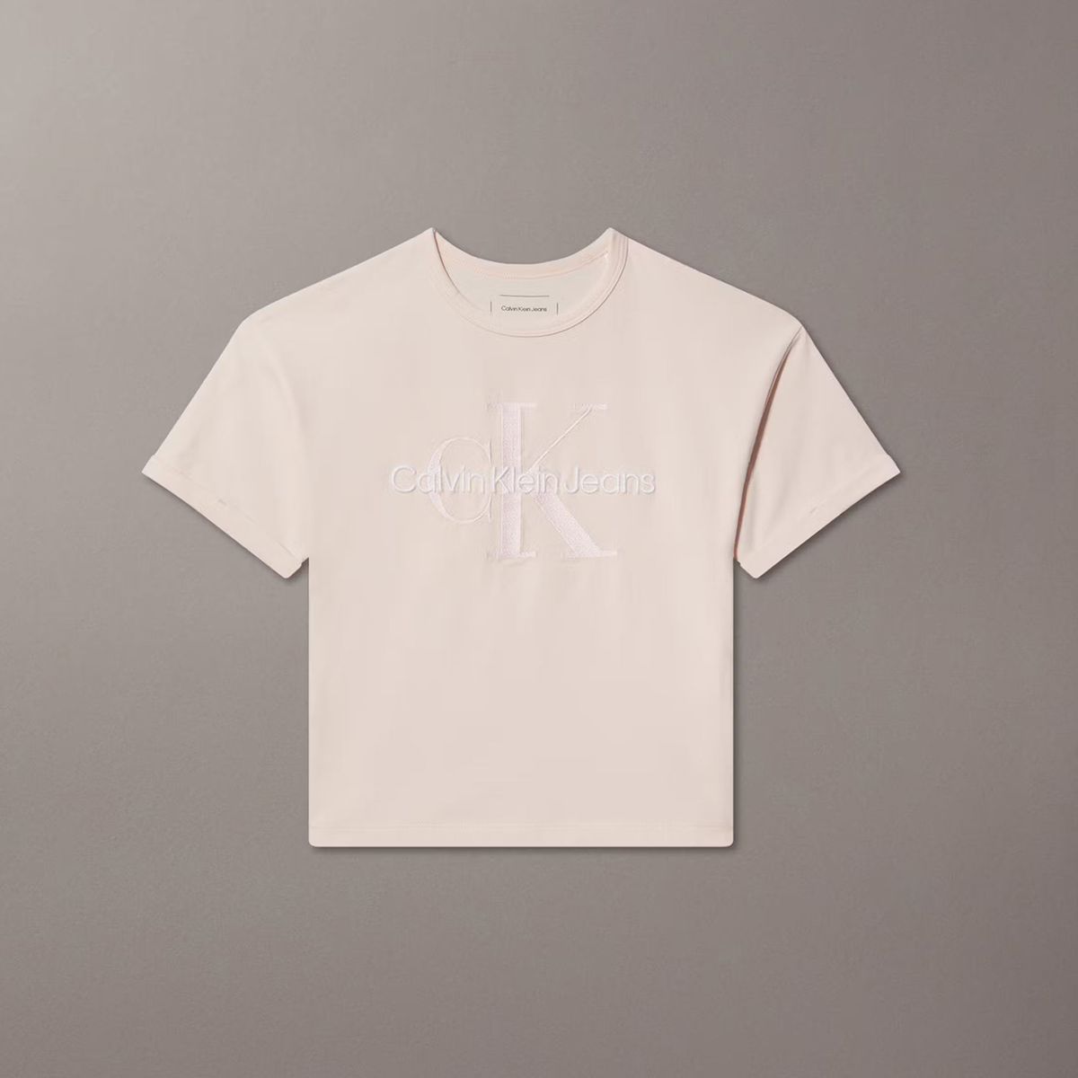 CALVIN KLEIN - Polera Niña Seasonal Monologo Beige Calvin Klein