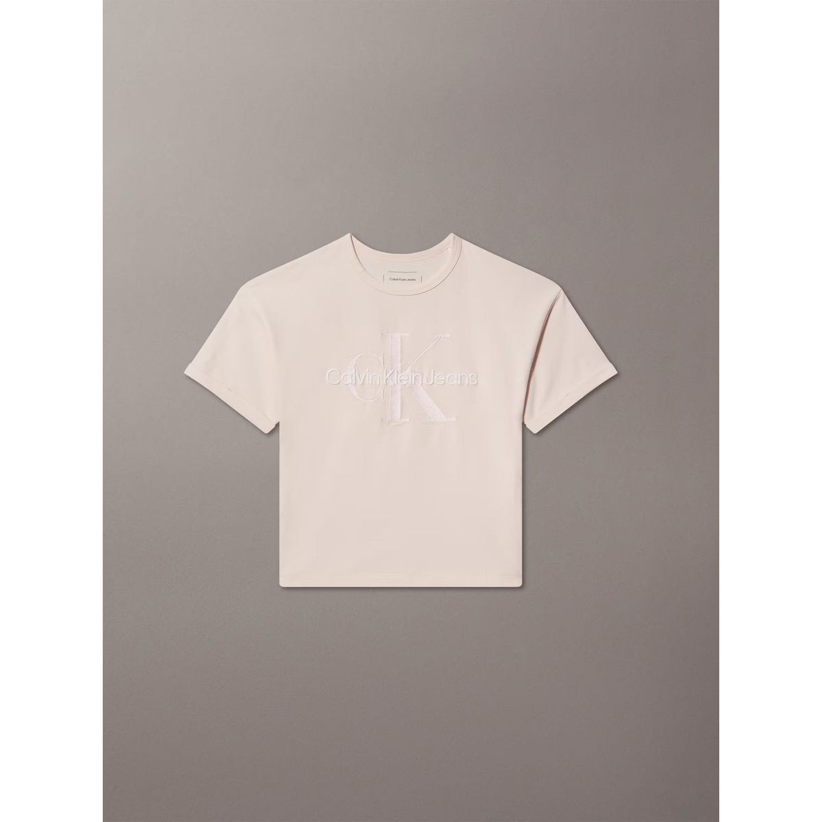 CALVIN KLEIN - Polera Niña Seasonal Monologo Beige Calvin Klein