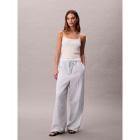 Pantalón de Lino Drawstring Celeste