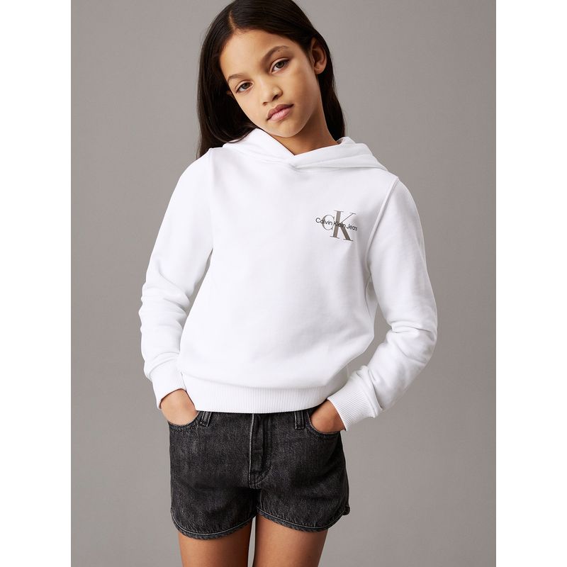 CALVIN KLEIN - Polerón Niña Small Monogram Blanco Calvin Klein