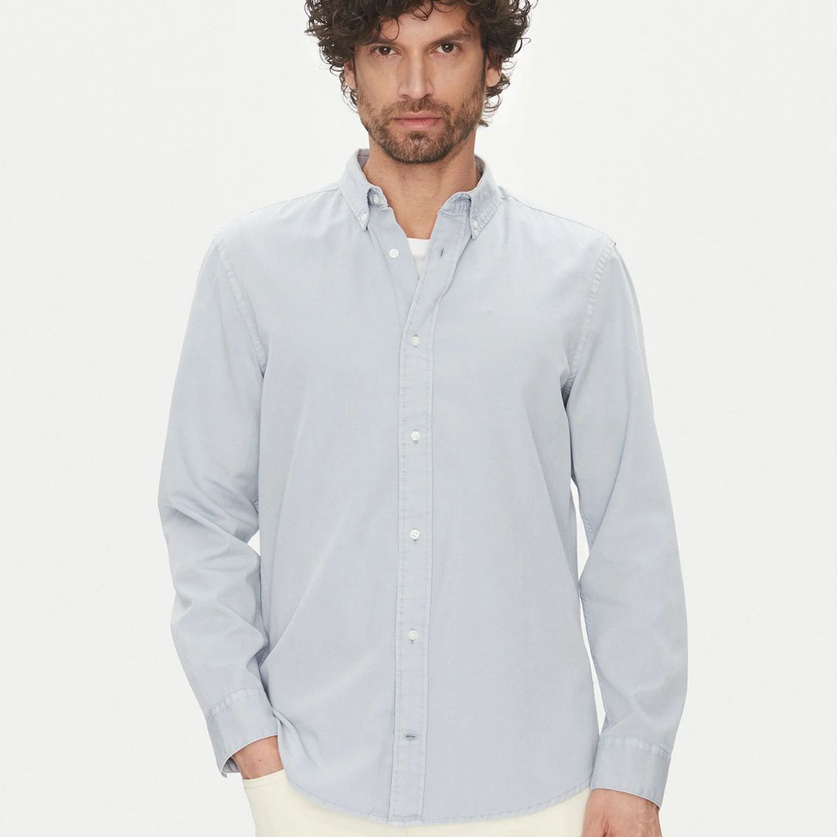 CALVIN KLEIN - Camisa Garment Dyed Celeste Calvin Klein