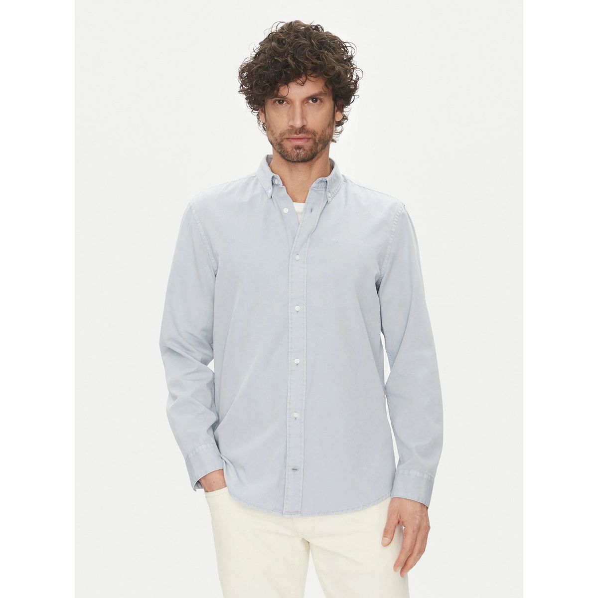 CALVIN KLEIN - Camisa Garment Dyed Celeste Calvin Klein