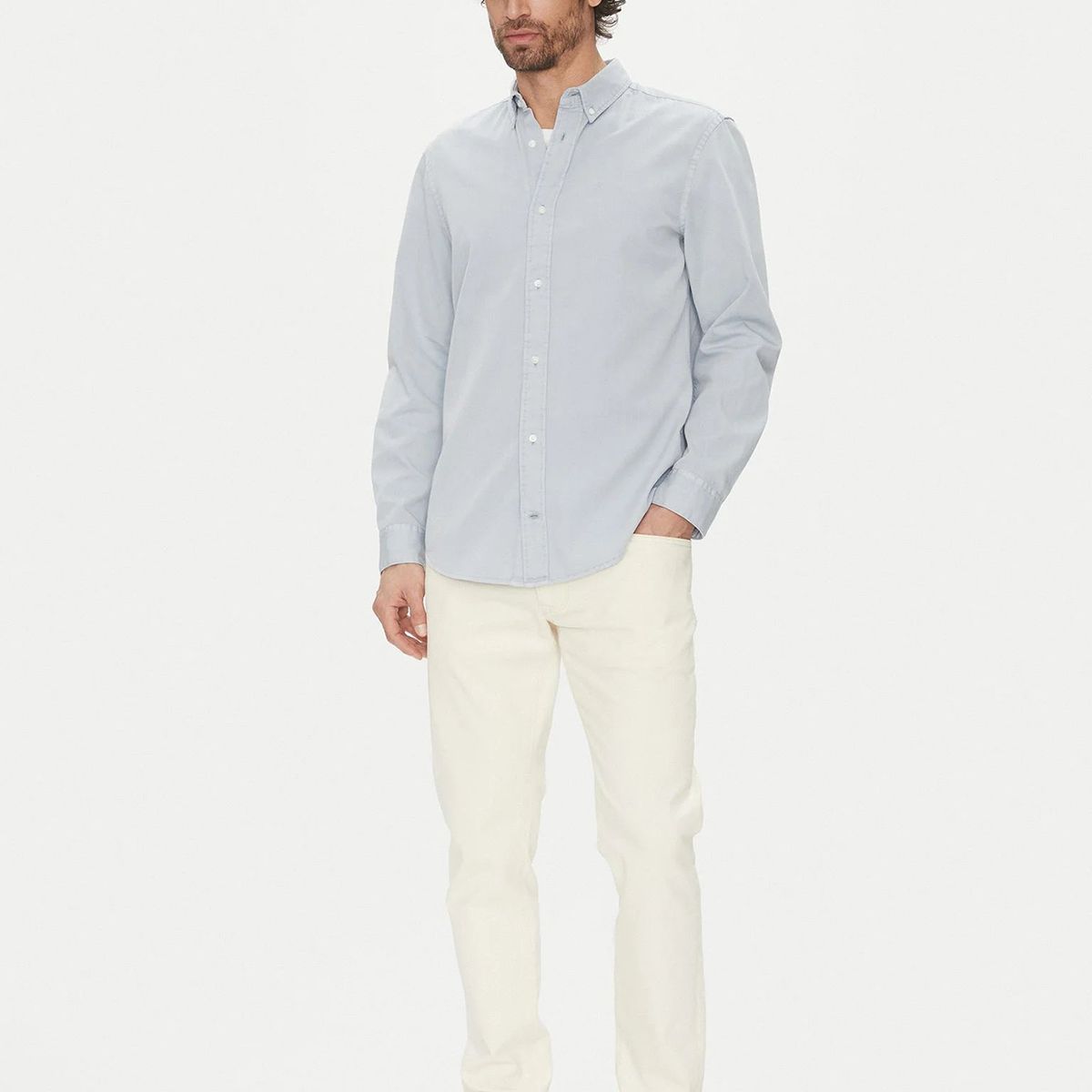 CALVIN KLEIN - Camisa Garment Dyed Celeste Calvin Klein