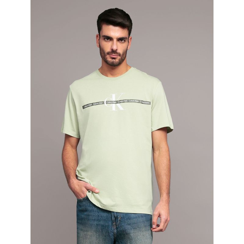 CALVIN KLEIN - Polera Repeat Layered Verde Calvin Klein