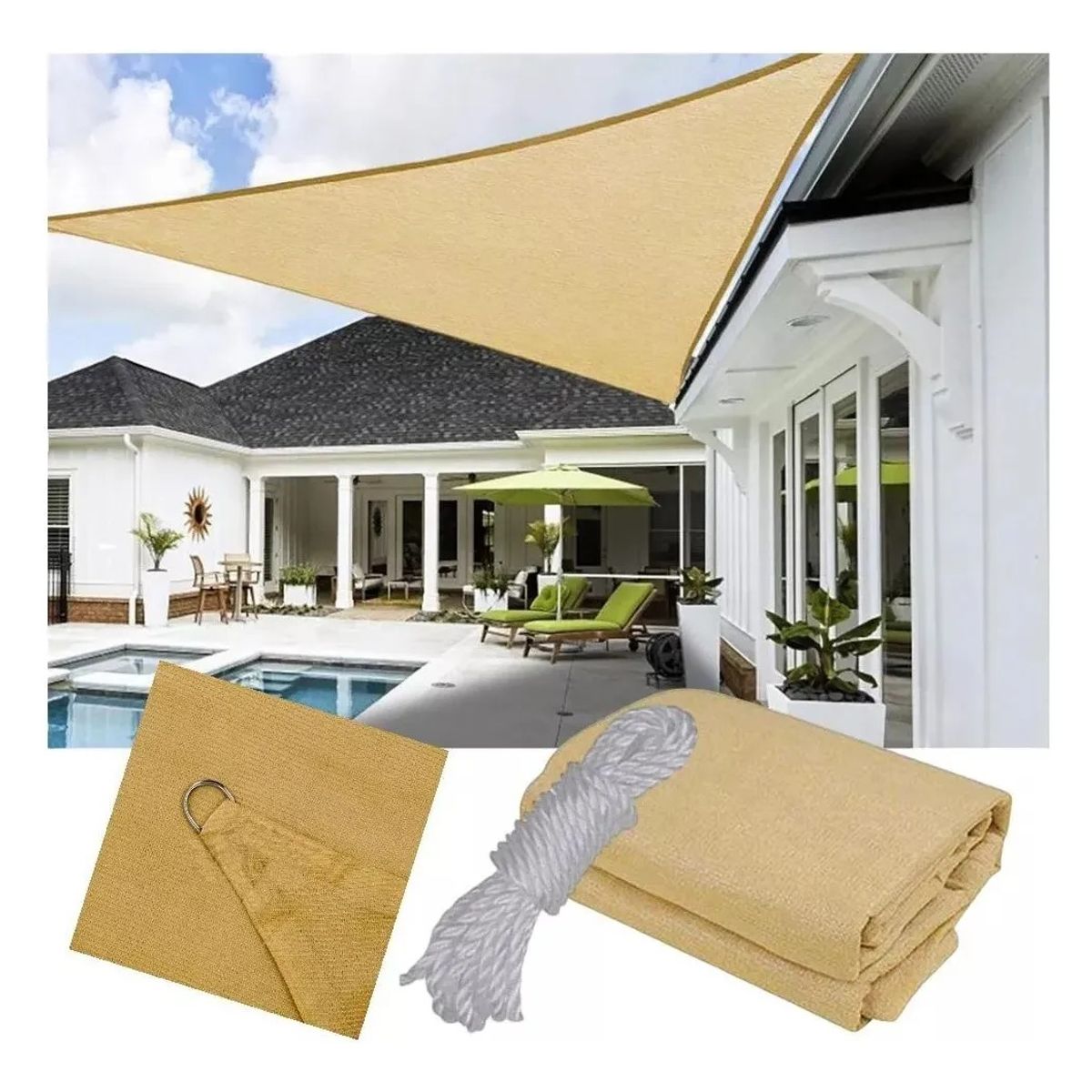 GENERICO - Toldo Vela Triangular  5x5x5 Toldo Vela Impermeable Toldo Terraza