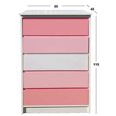 Imagen 2 del producto Cajonera 5 Cajones Rosado-Rosa Pastel-Blanco Modelo Minimal