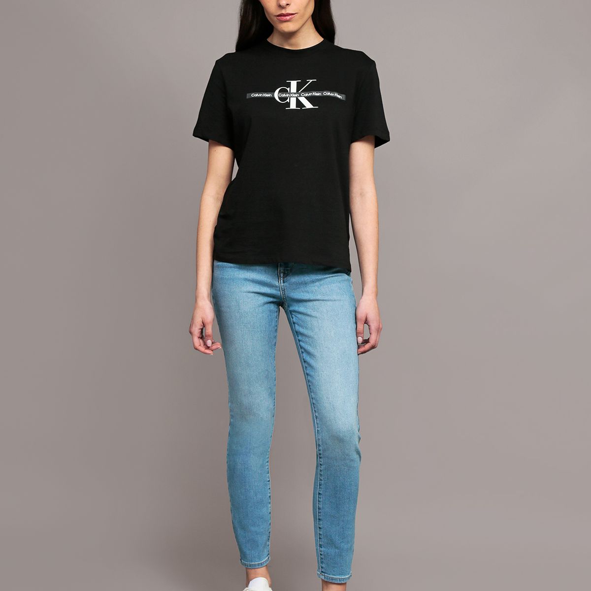 CALVIN KLEIN - Polera Classic con Logo Tape Negro Calvin Klein