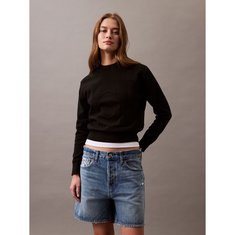 CALVIN KLEIN - Sweater Smooth Cotton Negro Calvin Klein