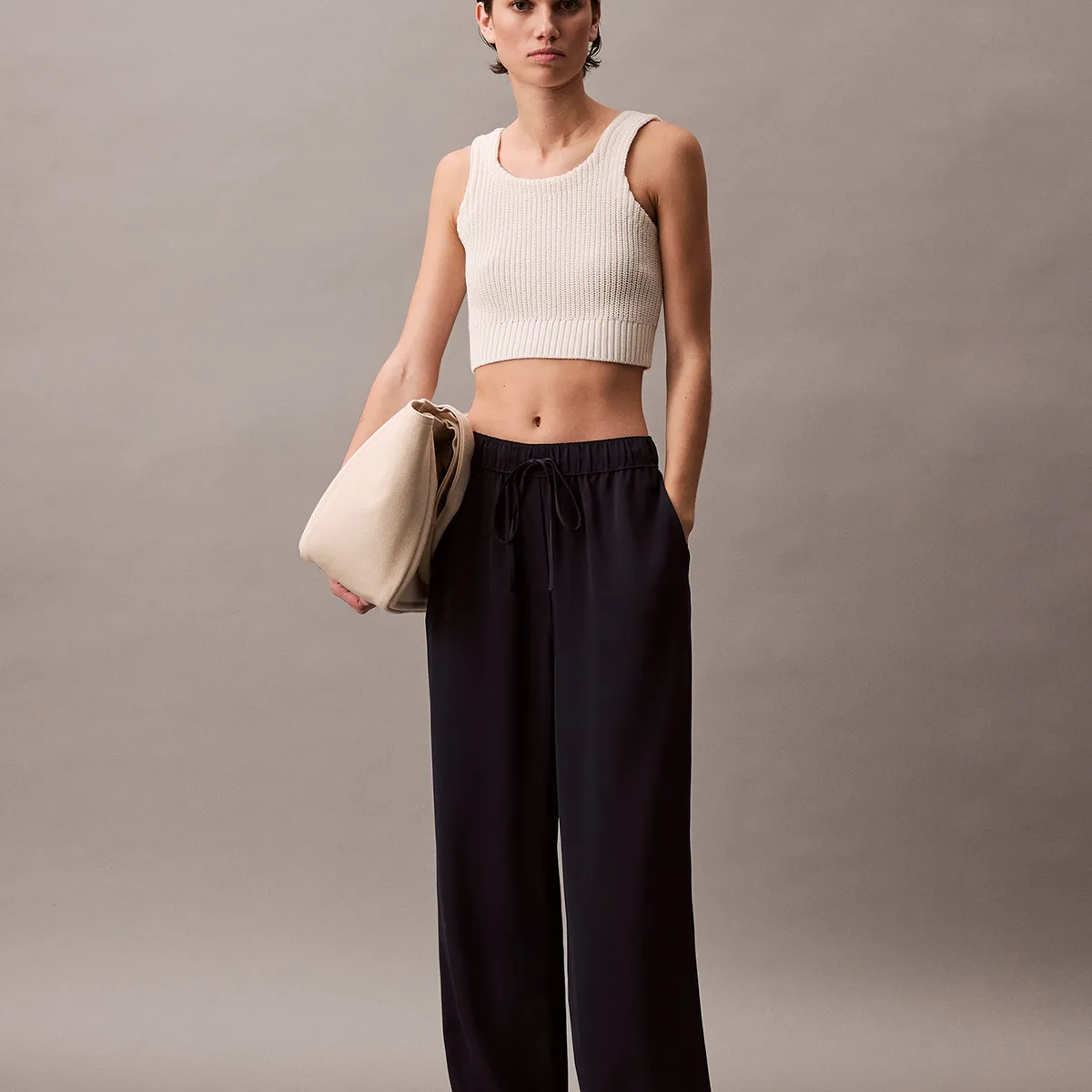 CALVIN KLEIN - Pantalón Fluido Tipo Pull-On Azul Calvin Klein