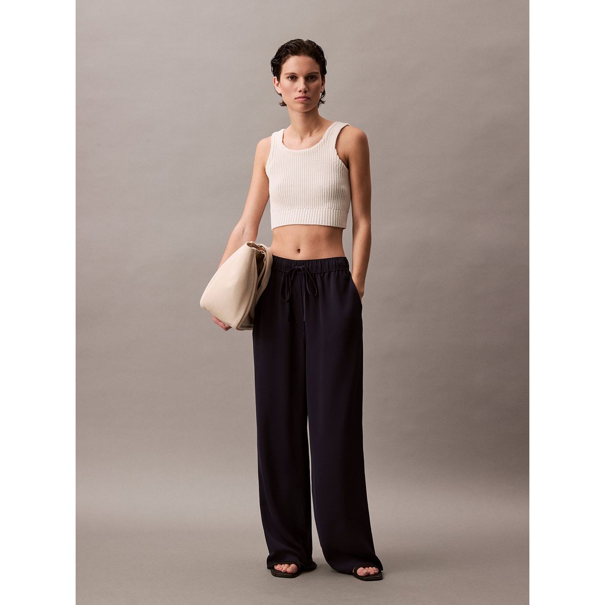 CALVIN KLEIN - Pantalón Fluido Tipo Pull-On Azul Calvin Klein