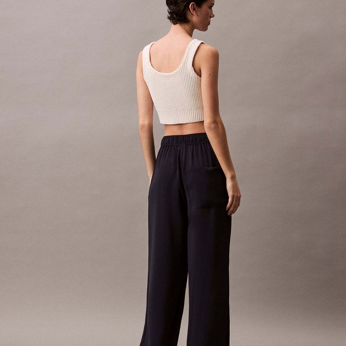 CALVIN KLEIN - Pantalón Fluido Tipo Pull-On Azul Calvin Klein