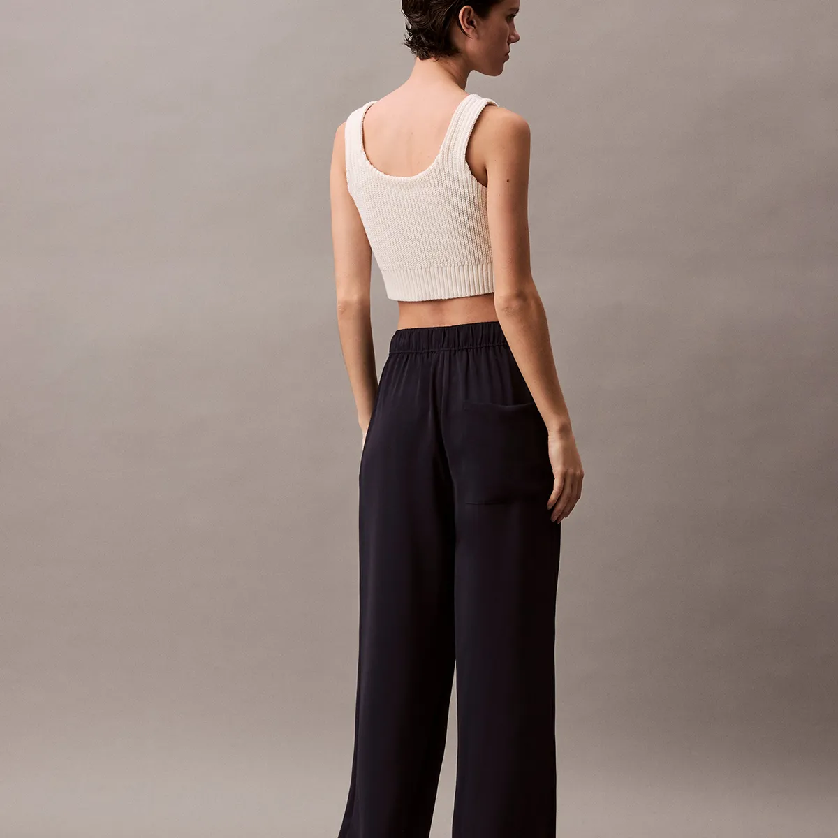 CALVIN KLEIN - Pantalón Fluido Tipo Pull-On Azul Calvin Klein