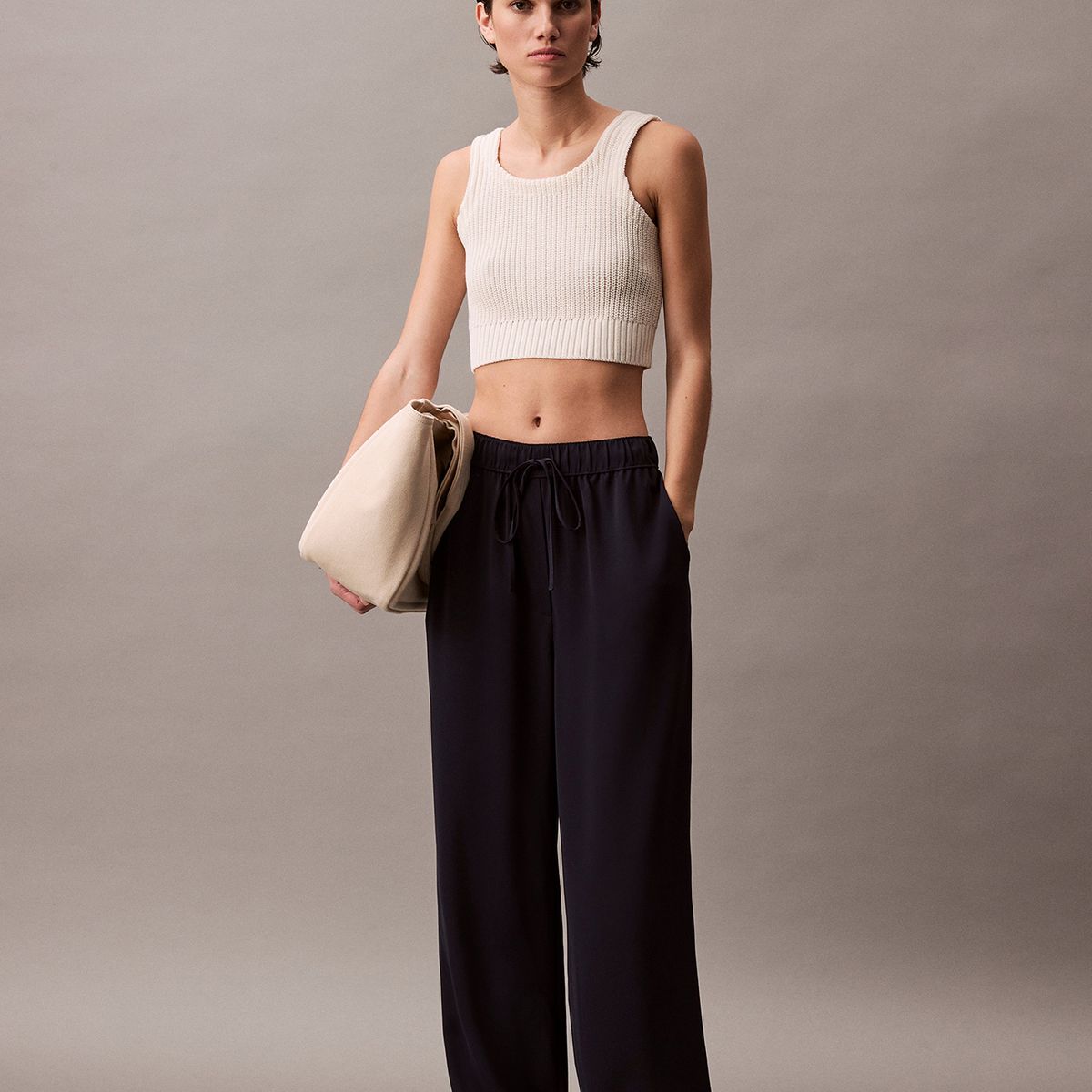 CALVIN KLEIN - Pantalón Fluido Tipo Pull-On Azul Calvin Klein