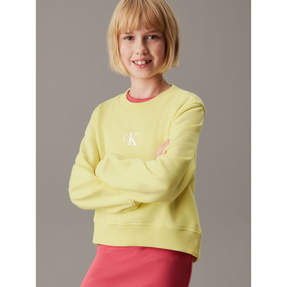 CALVIN KLEIN - Polerón Niña Ck Logo Amarillo Calvin Klein