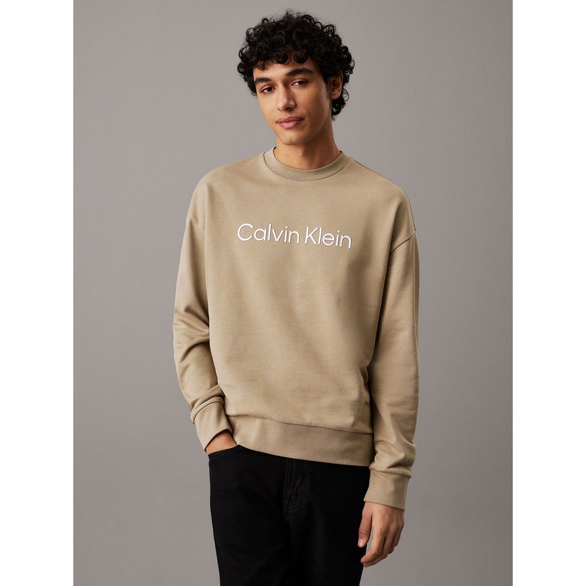CALVIN KLEIN - Polerón Relaxed con Logo Hero Beige Calvin Klein