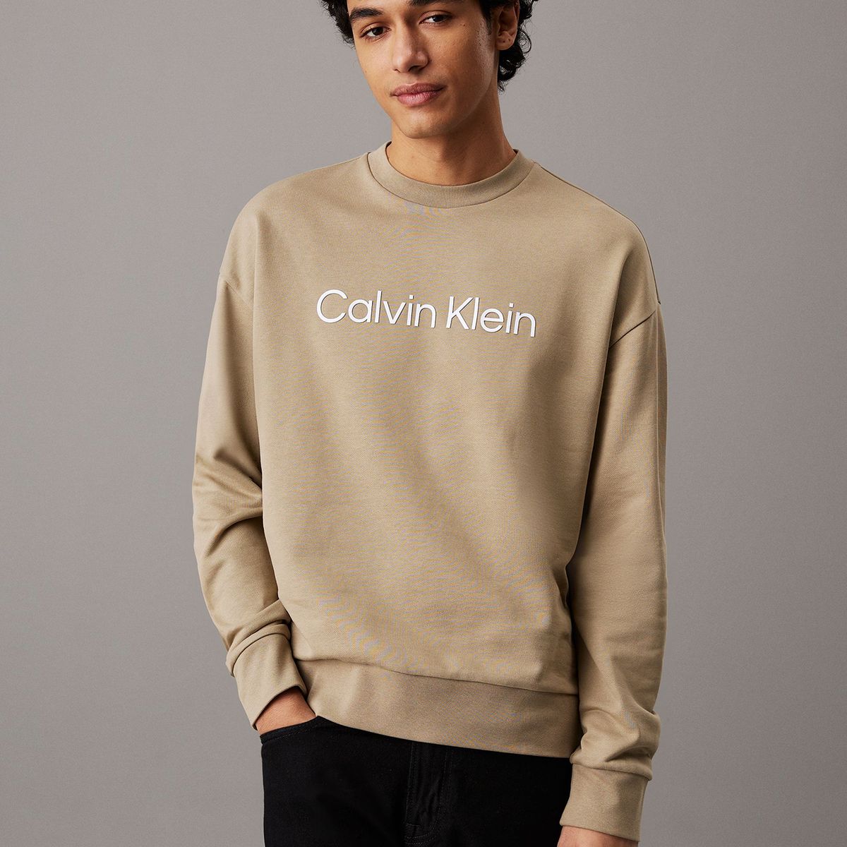 CALVIN KLEIN - Polerón Relaxed con Logo Hero Beige Calvin Klein