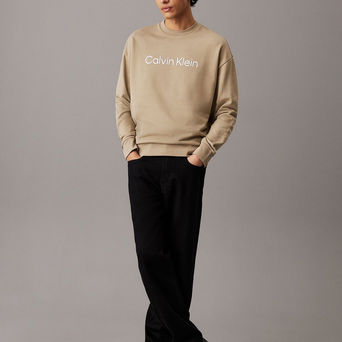 CALVIN KLEIN - Polerón Relaxed con Logo Hero Beige Calvin Klein