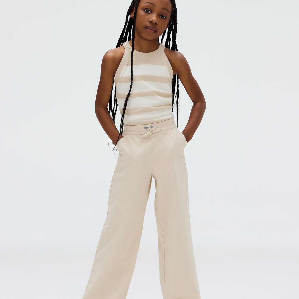 CALVIN KLEIN - Pantalón Niña Linen Blend Beige Calvin Klein